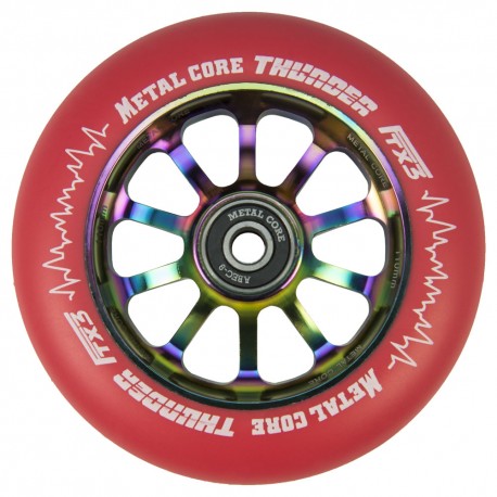 TYE110RWF3, Rueda THUNDER FLUOR de 110mm goma amarilla y nucleo rainbow Metal core