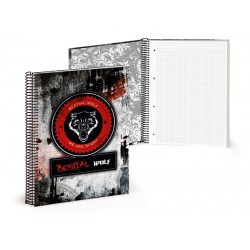 Libreta A4 120 paginas cuadriculas Bestial Wolf