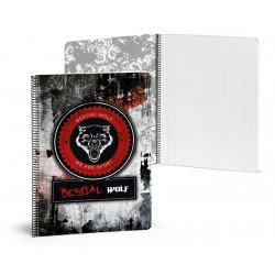 Libreta A5 80 paginas cuadriculas Bestial Wolf