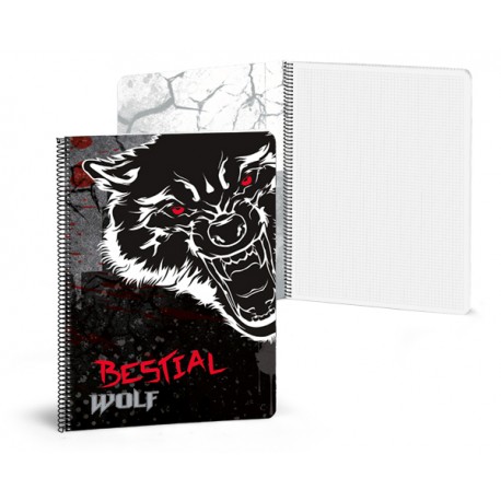 Libreta A5 80 paginas cuadriculas Bestial Wolf